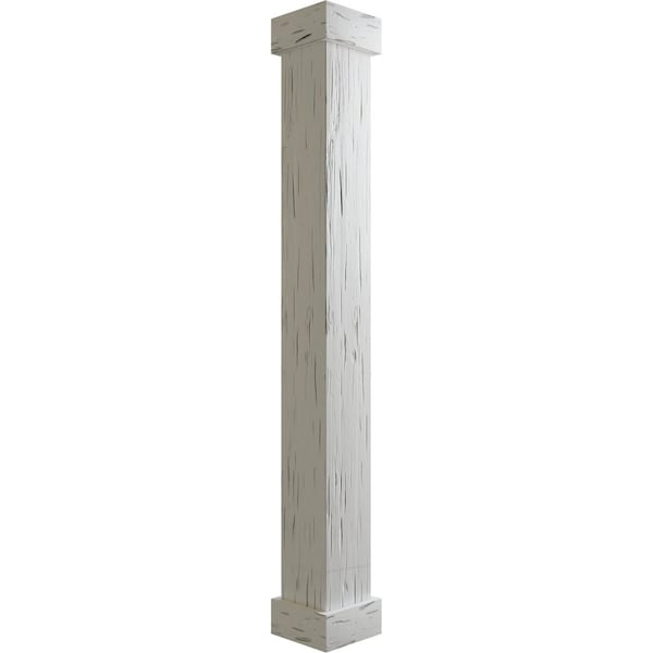Ekena Millwork Pecky Cypress Faux Wood Non-Tapered Square Column Wrap w/ Standard Capital & Base, 6"W x 5'H COLUPC06X060STUF - main